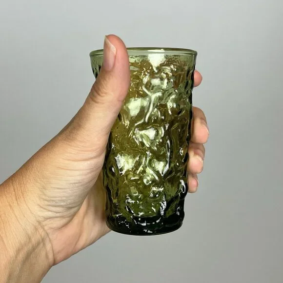 3 Vintage Anchor Hocking Lido Milano Small Juice Glasses Avocado Green 4” - Picture 2 of 6